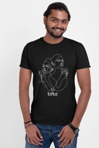 Love In Drink - Line Art for Male - Half Sleeves T-shirt