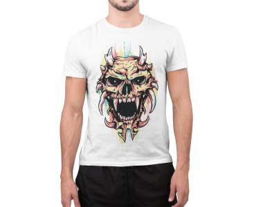 Scary colourful Illustration - White - printed T-shirts - Men's stylish clothing - Cool tees for boysscary