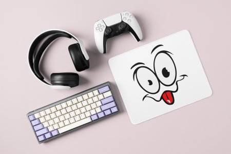 Tongue Out Lips Wave Emoji- Emoji Printed Mousepad For Emoji Lovers