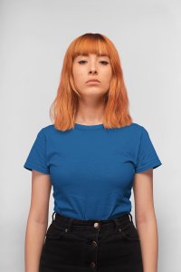 Female blue colour solid tee