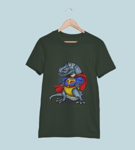 Super Dinosaur -round crew neck cotton tshirts for men