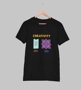 Creativity text printed diwali themed unisex round neck blended black t-shirt specially for diwali festival