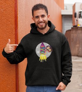 Rocket cracker printed diwali themed black Hoodie specially for diwali festival