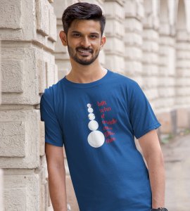 Angry Tall Snowman: Cute Snowman Printed T-shirt (Blue) Unique Gift For Secret Santa