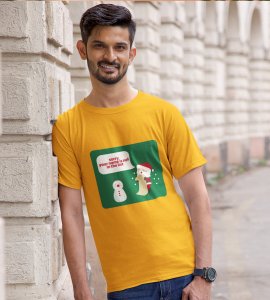 Prankster Santa: Funny Printed T-shirt (Yellow) Perfect Gift For Secret Santa