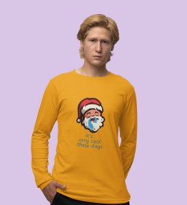 Sneezy Santa: Funny & Cute DesignerFull Sleeve T-shirt Yellow Perfect Gift For Secret Santa