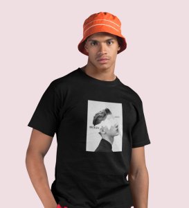 Agony Of Mind,Black Street Vibe: Front Printed Round Neck Tee - Men's Urban Statement