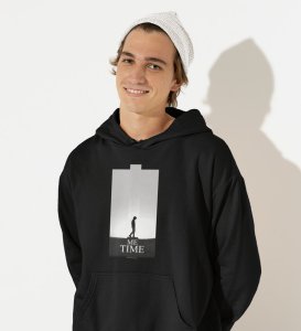 Me Myself And I, City Slicker:Black Men's Hoodies with Trendy Front Print Detail