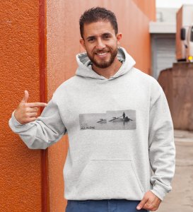 Self-Care, Fashion Fusion: ExploreWhite Front Printed Round Neck Hoodie - Men's Edition