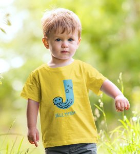 Jolly Jellyfish, Boys Cotton Text Print tshirt (yellow) 