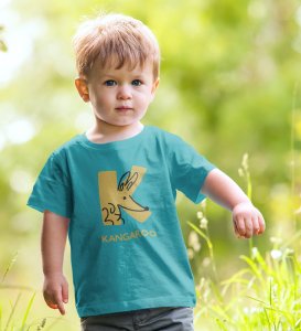 Kangaroo, Printed Cotton tshirt (teal) for Boys