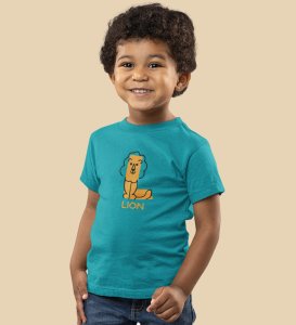 Lazy Lion, Boys Printed Crew Neck Tshirt (Teal)