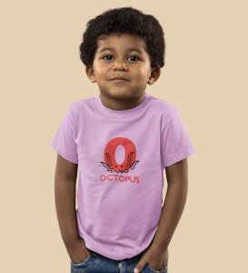 Ocean Octopus, Boys Printed Crew Neck Tshirt (Purple)