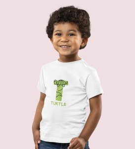 Talking Turtle, Boys Round Neck Printed Blended Cotton Tshirt (White)