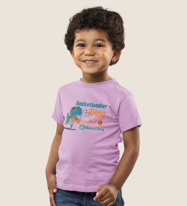 Basketballer Dino, Printed Cotton Tshirt for Boys
