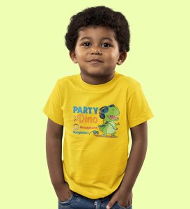 Party Animal Dino,Boys Cotton Printed T-Shirt 